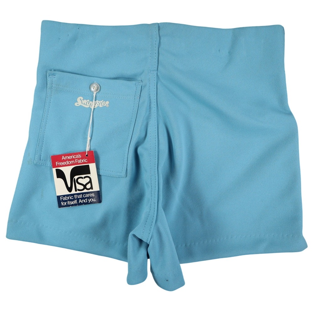 Swingster Athletic Shorts Mens Small Vintage 70s Blue Polyester Deadstock NWT